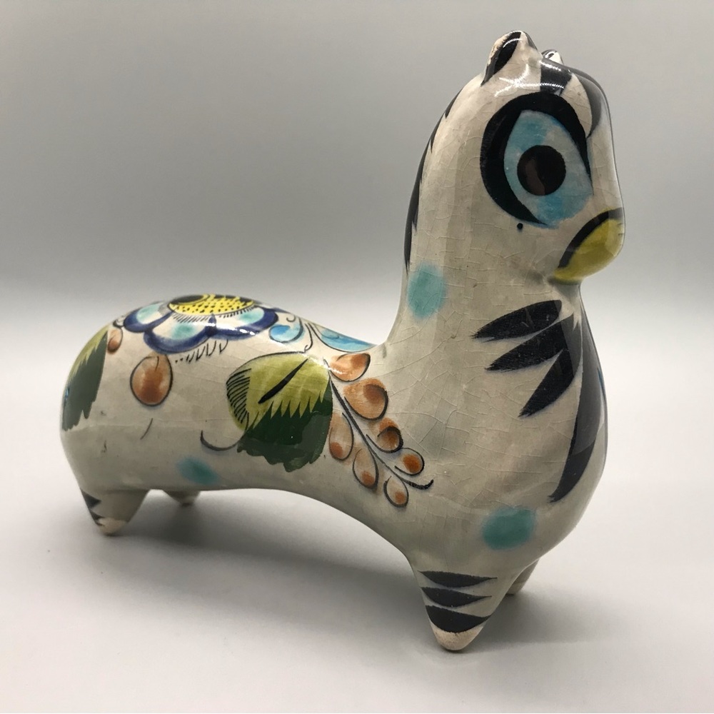 Tonala Mexico signed pottery short-legged horse. Mexican folk-art signed!